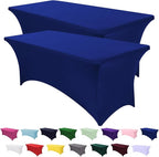 SEPARO Spandex Table Cover 2 Pack 6Ft Royal Blue Fitted Tablecloths,Washable Wrinkle Resistant Stretch Table Cloth Rectangle for Party Hosting Supplies,Wedding Decorations,Vendor Display,Banquet