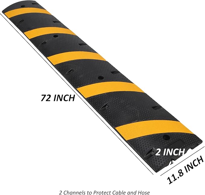 Garvee Speed Bump, 2 Pack 6 Ft Rubber Speed Bumps for Asphalt Road Driveway, 25000 lbs Load Capacity Modular Cable Ramps Cable Protector Ramp Hose Protector Ramp with 2 Cord Channel