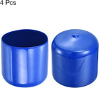 uxcell 4pcs Rubber End Caps 50mm(2") ID Vinyl Round Tube Bolt Cap Cover Screw Thread Protectors Blue, 40mm Height