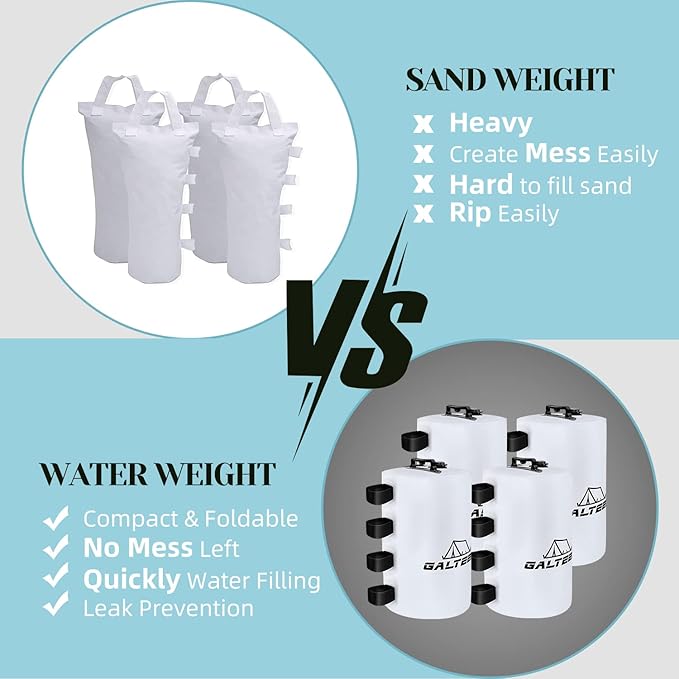 Canopy Water Weight Bag,220 LBS Water Tent Weights Set of 4 Leg Weights for Pop Up Canopy,Canopies,Tent,Gazebo,White