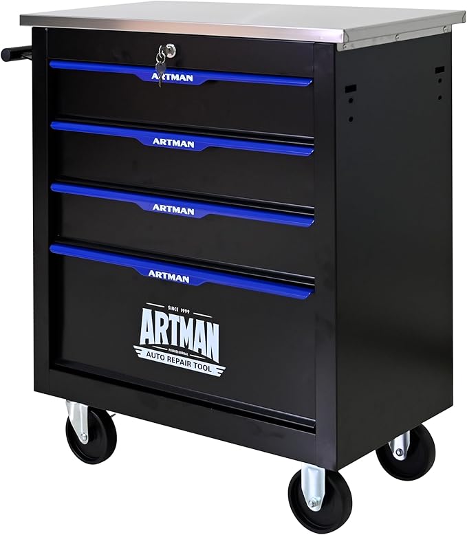 4 Drawers Rolling Tool Box on Wheels, Multifunctional Tool Chest Cabinet with Lock, Drawers Rolling Tool Cart Trolley Organizer Tool Storage Case for Garage,Warehouse - DIY Interconnectable
