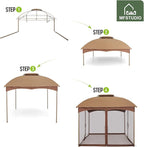 MFSTUDIO 10'x10' Patio Gazebo Tent,Heavy Duty Outdoor Canopy Shelter with Mosquito Netting and Double Roof Tops for Garden Backyard Parties Deck Yard Lawns …