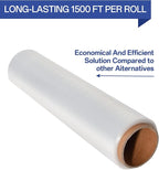 Stretch Wrap Roll - Heavy Duty Industrial Strength 18inch 1500ft,Clear Cling Shrink Wrap Roll 70 Gauge - Ideal for Furniture, Moving, Shipping, and Pallet Packing -4pack