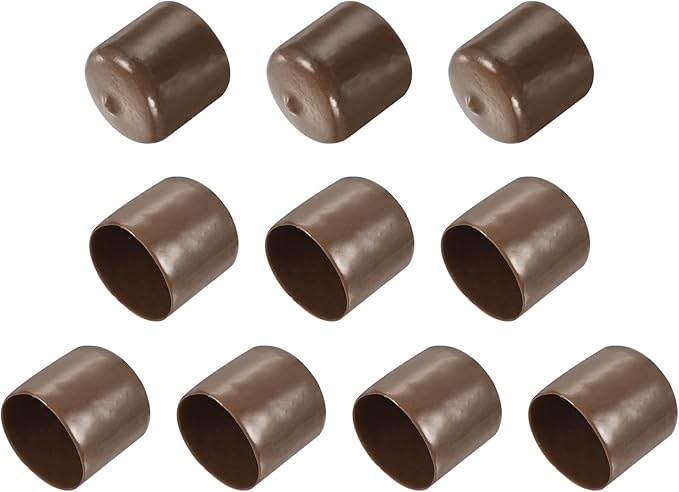uxcell 10pcs Rubber End Caps 33mm(1 5/16") ID Vinyl Round End Cap Cover Screw Thread Protectors Brown