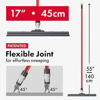 Heavy Duty Floor Squeegee for Concrete and Tile Floor - Silicone Squeegee Broom Floor Scrubber - Large Single Cast Rubber Blade Aluminum Long Handle 360° Swivel Joint - Garage Shower Window Cleaning