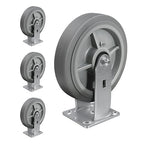 8'' × 2'' Caster Wheels, Heavy Duty Industrial Casters Set of 4 Rubber Wheels, Load 4000lbs Capacity, Casters for Cart Dolly Toolbox Trolley (4 Rigid)