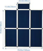 6 Portable Display Panel System, 82.6" H x 70.8" W Trade Show Presentation Board, Folding 6 Show Panels Exhibition Boards 6 Single Sided Panels Blue Hook & Loop-Receptive Fabric