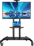 PERLESMITH Mobile TV Stand for 55-90 Inch Flat/Curved Screen TV Max VESA 800x500mm Outdoor TV Cart with Height Adjustable AV Shelf- UL Certificated Rolling Floor TV Stand Holds up to 200Lbs (PSTVMC07)