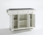 Kitchen Island with Granite Top - Full Size, Spacious Countertop, Portable Cart - White & Gray
