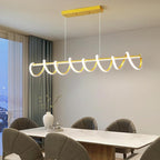 Modern Design Dimmable Desk Linear Pendant Light, with Remote Control Dimmable 3 Color Mode & Brightness Ceiling Lamp, Anti-Flicker Dining Light Fixture for Kitchen（47IN，Gold）