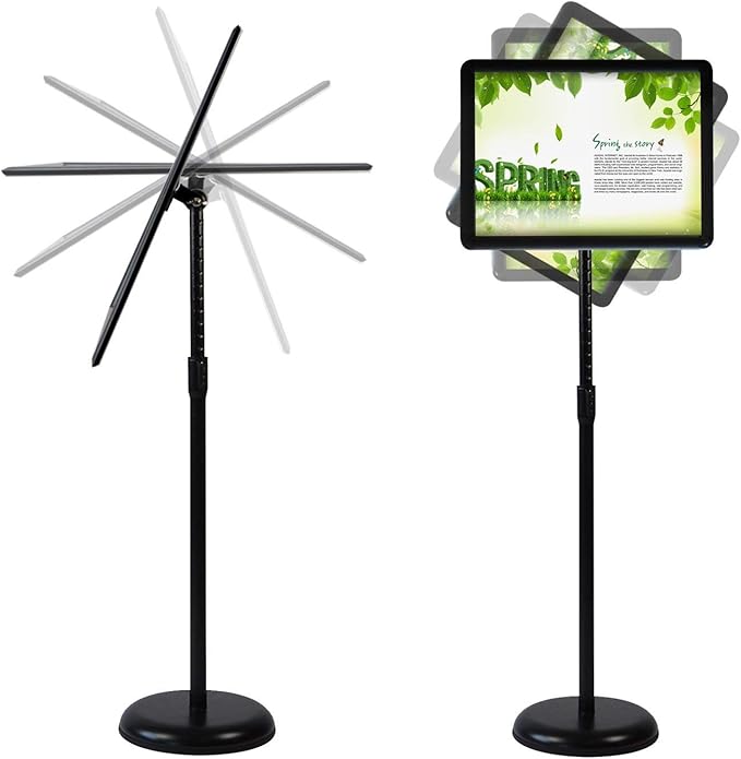HUAZI Sign Holder Pedestal Sign Stand 8.5x11 inches with Base for Floor Vertical & Horizontal View Displayed,Snap-Open Frame with Safety Corner Outdoor,2 Pack