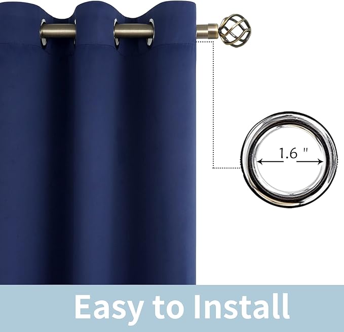BGment Navy Sliding Door Curtain 96 Inch Long - Wide Room Darkening Room Divider Curtain for Bedroom Privacy Themral Insulated Grommet Room Separator Drape, 1 Panel, 100 X 96