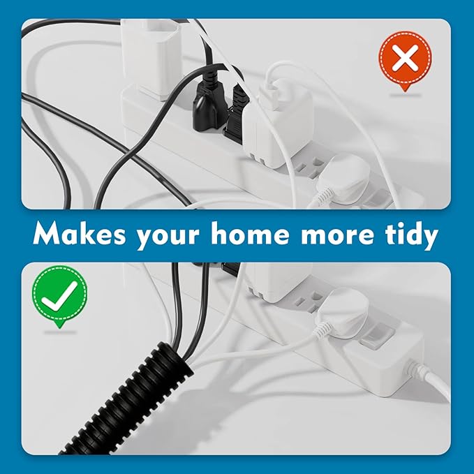 Dog Cat Cord Protector - 30 ft Chew Proof Cord Protector Electric Wires Covers Protect Wires from Chewing Through Safe Around Rabbits, Cats and Other Pets- Outside Diameter 15.8mm