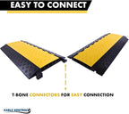 Kable Kontrol Atlas Heavy Duty Cable Protector Ramp - 5 Channel Bulk Wholesale Pallet - 10 Pcs - 36" Long Black & Yellow - 36,000 Lbs Capacity - Rubber Speed Bump Wire Protector Cord Cover - CP9988