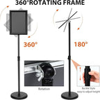 6 Pack Adjustable Sign Stand Holder 8.5'' x 11" Heavy Duty Floor Standing Sign with Base and Snap Open Frame Pedestal Stand for Indoor Outdoor Display Vertical Horizontal View(Square Corner)