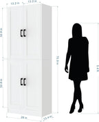 71" Tall Kitchen Pantry Cabinet, Freestanding Food Storage Organizer with Doors & Adjustable Shelves, Large Utility Hutch Cupboard for Dining Room, Living Room, Bathroom & Home Office, White