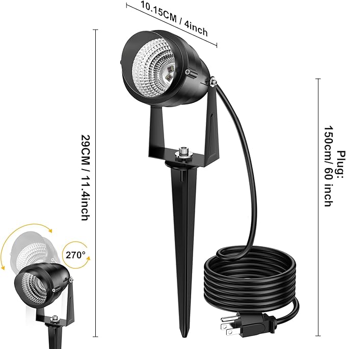 1500LM LED High Brightness Outdoor Landscape Lighting 15W RGB Color Changing Landscape Lights Remote Control Spot-Lights with Plug in IP66 Waterproof Flood Light for Garden-4 Packs