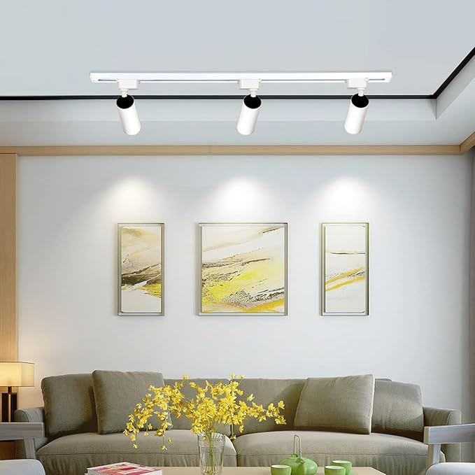 Super Brightness 6000K Cool Light Dimmable Brightness 25W 2000lm H Type LED Track Lighting Kit System with 26 FT Track Rails, Ceiling Spotlight Fixture with Installation Package