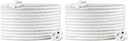 Amazon Basics Extension Cord, 13 Amps, 125V, 20 Foot, White - Pack of 2