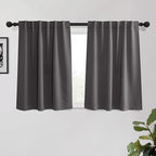 KGORGE Gray Short Blackout Curtains 45 inch Length, Privacy Thermal Insulated Curtains Noise Reducing Window Drapes for Living Room Kitchen, Back Tab Rod Pocket, W52 x L45 inches, Grey, 2 Panels