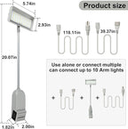 SUNLITOPTOTrade Show Lights LED Display and Wall Washer Exhibit Arm Lighting, POP UP Connectable Lights Included Clamps, Mounting Brackets, Power Cables, Connect Cables (2pcs Grey)