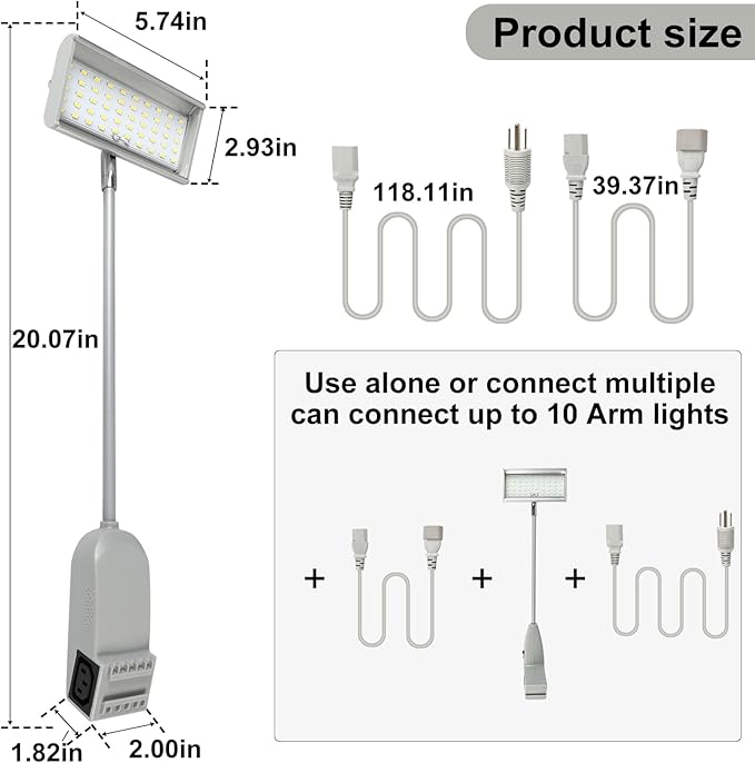 SUNLITOPTOTrade Show Lights LED Display and Wall Washer Exhibit Arm Lighting, POP UP Connectable Lights Included Clamps, Mounting Brackets, Power Cables, Connect Cables (2pcs Grey)