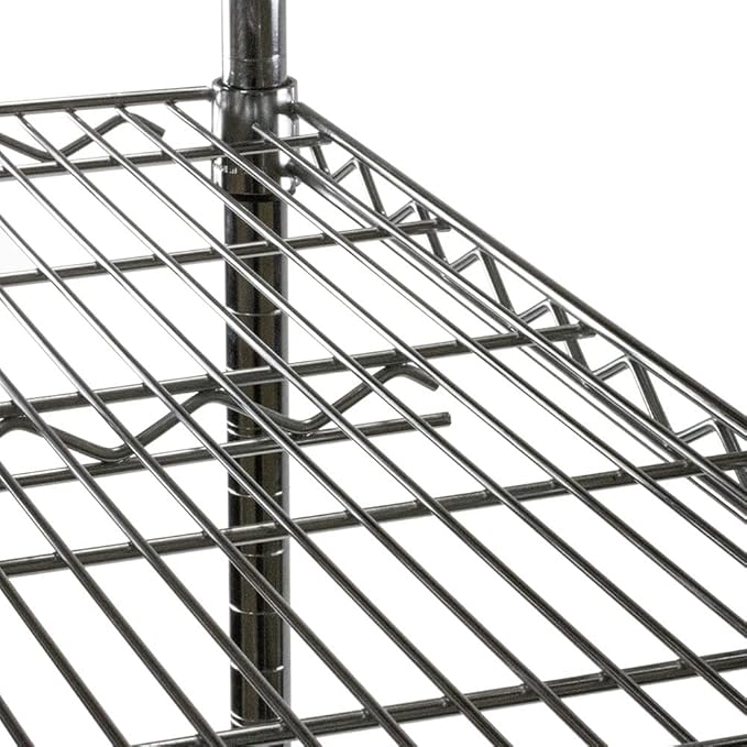 Shelving Inc. 8" d x 12" w x 54" h Black Wire Shelving with 4 Tier Shelves, Weight Capacity 300lbs Per Shelf