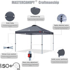 MASTERCANOPY Durable Pop-up Canopy Tent with Roller Bag (10x10, Dark Gray)