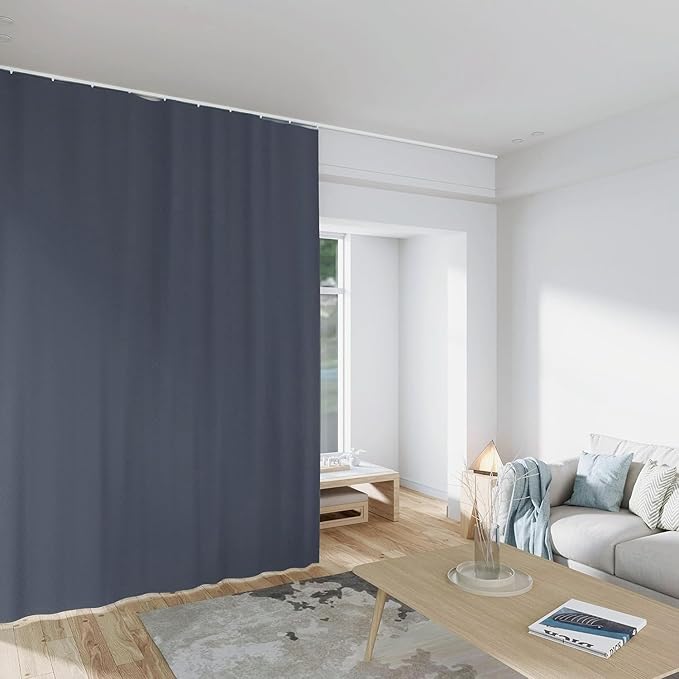 Room Divider Curtains Total Blackout Privacy Curtain Panel Room Thermal Insulated Noise Reduction Curtains for Bedroom Window Living Room Ceiling Track Curtain W 10 ft × H 8 ft Dark-Grey