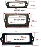 40-Pack Office Library File Drawer Cabinet Card Tag Label Holder Metal Frame (Antique Bronze)