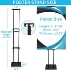 Poster Stand Heavy Duty - 4 Pack Double Sided Poster Board Stand with Base Adjustable Poster Stands for Display Banner Foam Free Standing Pedestal Sign Holder Floor Stand Outdoor Black
