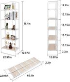 Crofy No Assembly Folding Bookshelf for Living Room, 5 Tier White Collapsible Book Shelf for Home Office, Portable Bookcase Storage Organizer