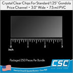 Clip Strip Corp. Price/Data Channel Label Holder Chips, Clear Plastic Tags, 3" L x 1.25" H, 7.5 Mil Thick, Gondola Shelf Edge, Reusable, Made for Point of Purchase Shelf Molding (250)
