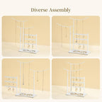 LAMU Jewelry Organizer, 5 Tier Jewelry Stand Display with Anti Entanglement Necklace Holder Tree, Height Adjustable Stroage for Earrings Rings Studs Bracelet, Christmas Gifts for Women Girls, White