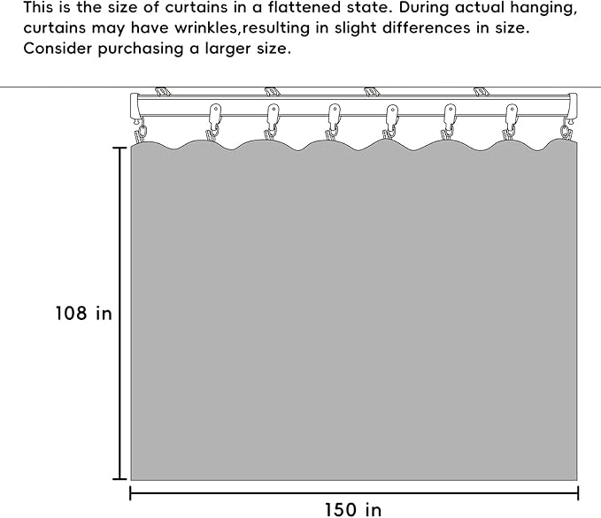 Room Divider Curtains Flexible Ceiling Tracks set Curtain track Ceiling Mount Blackout Curtain for Living Room Bedroom Ceiling Curtain Rod Privacy Dividers Panel W150xH108 Light Grey Drape&Black rail
