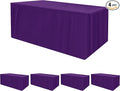 HolidayIdeas Fitted Tablecloths for 8 Foot Rectangle Table, Wrinkle Resistant Washable Table Cover 30x96 Inch for Vendor Booth Display, Banquet, Trade Show, Purple, 4 Pcs