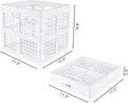 3-Pack Collapsible Plastic Storage Crates,Foldable Crates for Storage,16L (White)
