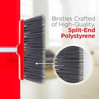 Fuller Brush Adjustable Kitchen Broom – 10" Wide Broom Head with Split-End Bristles and Steel Handle (29"–52") for Sweeping Fine Dust and Crumbs – Red (Fiesta Broom Complete)