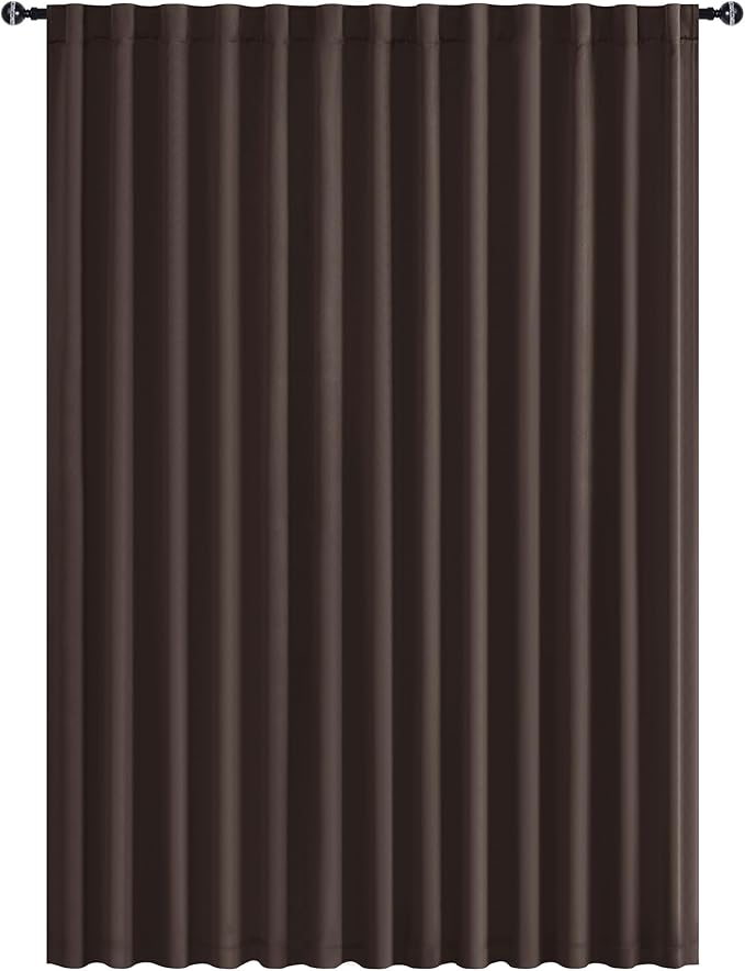 Hiasan Patio Sliding Door Room Divider Curtain Privacy Blackout Thermal Insulated Curtains with Back Tab & Rod Pocket for Bedroom Partition, Living Room Shared Office(100 x 96 Inches, Brown)
