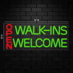 Open Walk-Ins Welcome Neon Sign for Retail Displays | Value priced LED Flex Neon | Electronic Light Up LED Sign for Windows/Walls | 32"W x 13"H x 1"D