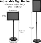 6 Pack Adjustable Sign Stand Holder 8.5'' x 11" Heavy Duty Floor Standing Sign with Base and Snap Open Frame Pedestal Stand for Indoor Outdoor Display Vertical Horizontal View(Square Corner)