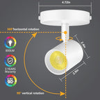 VANoopee 5-Color Dimmable Ceiling Spotlight Flush Mount Adjustable Directional LED Spot Lights Indoor Bright Accent Fixture for Art Picture Living Room Bedroom - CRI90 24° Flicker Free 10W 800lm White