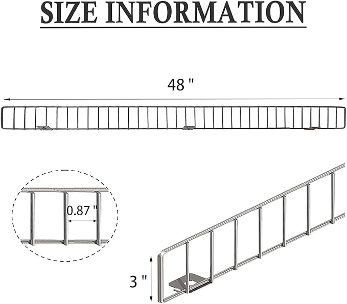 10 Pcs 48" * 3" Black Retail Gondola Shelf Front Wire Fence Guard Rail - Display Enhancer for Retail Stores, Sturdy Shelf Guardrail