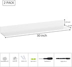 30 Inch White Floating Shelves for Wall Décor, Acrylic Storage Wall Shelf Holder, Wall Mounted Home Organizer Shelves with a Free Screwdriver, 2 Pack(30 Inch)