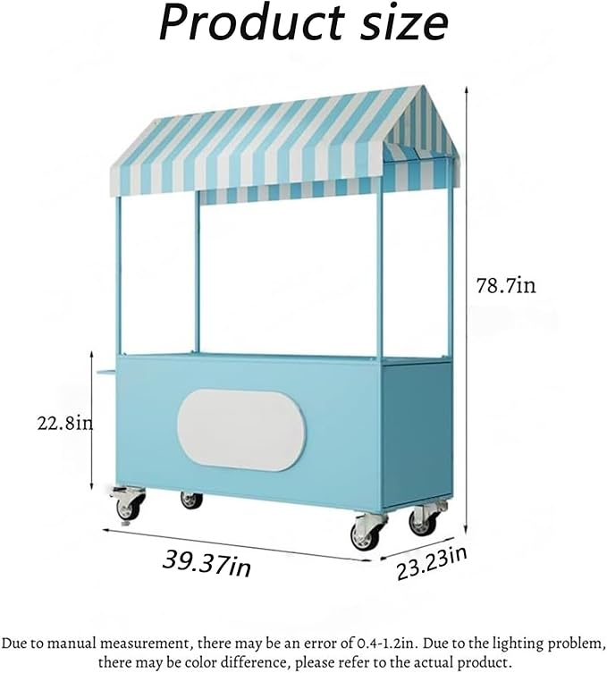 Outdoor Vendor Cart, Portable Cart with Canopy, Commercial Business Mobile Street Food Vendor Carts, Foldable Vending Stand Kiosk Display Trolley with Canopy for Markets (Red)