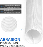 Split Braided Cable Sleeve，Flexible Wire Loom Tubing, Automotive Cord Protector Pet Proof, Cable Management for Computer TV Electric Wires Harness 16ft (White, 10mm（3/8")