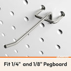 60 Pack 4 Inch Metal Pegboard Hooks, Fit 1/4 in and 1/8 in Peg Board Organizer Accessories, for Hanging Storage, Garages, Tool Sheds, Basements