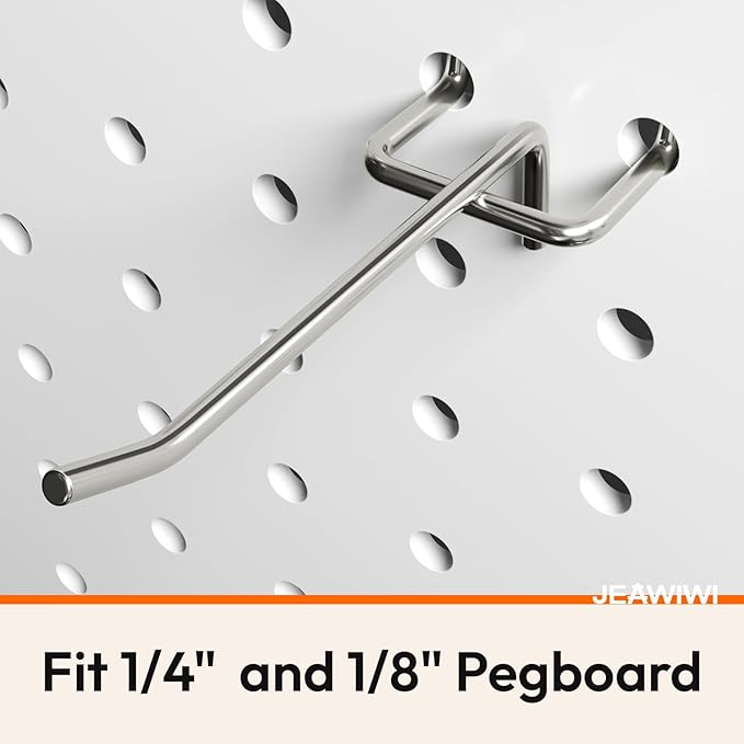 120 Pack 4 Inch Metal Pegboard Hooks, Fit 1/4 in and 1/8 in Peg Board Organizer Accessories, for Hanging Storage, Garages, Tool Sheds, Basements