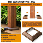 4 pcs 6"x6" (Actual: 5.5"x5.5") Aluminum Deck Post Base Cover, for Deck railings, Stairs, Patios, Porches Split Deck Post Skirt (Walnut Wood)