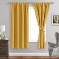 JIUZHEN Blackout Curtains for Bedroom/Living Room - Thermal Insulated Light Blocking Curtains, Rod Pocket Curtains with Tiebacks, Room Darkening Curtains, 42 x 63 Inch, 2 Panel, Mustard Yellow